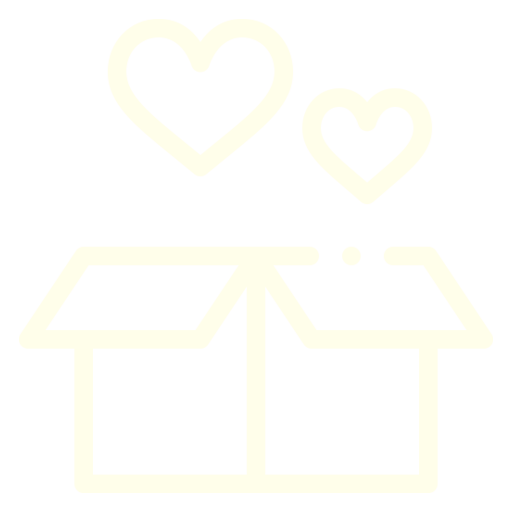shipping box with hearts floating out of it 
